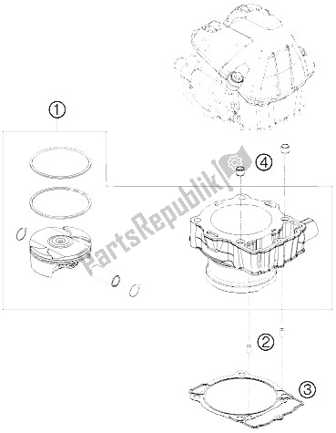 Alle onderdelen voor de Cilinder van de KTM 530 EXC USA 2011