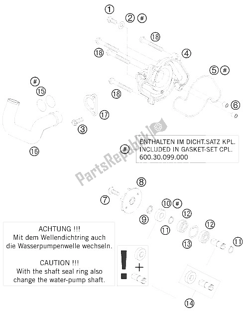 Tutte le parti per il Pompa Dell'acqua del KTM 690 Supermoto Orange Europe 2009