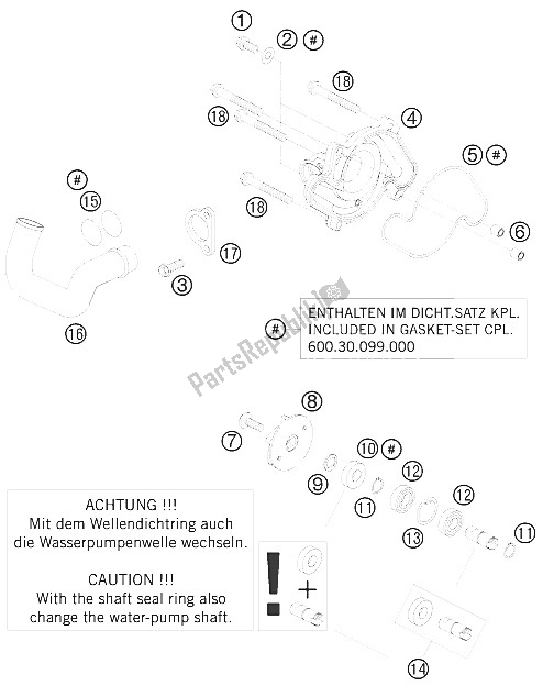 Toutes les pièces pour le Pompe à Eau du KTM 990 Supermoto Black USA 2008