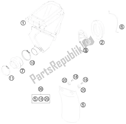 Todas las partes para Caja De Filtro De Aire de KTM 65 SX Europe 6003H6 2008