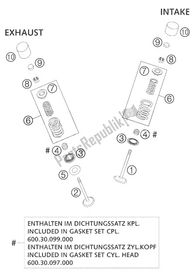 All parts for the Valve Drive Lc8 of the KTM 1300 RC 8 Europe 2007