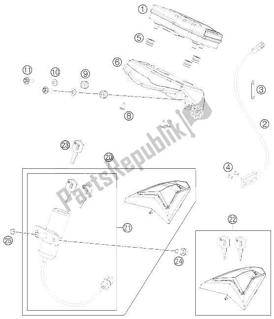 Tutte le parti per il Strumenti / Sistema Di Blocco del KTM 690 SMC R Europe 2012
