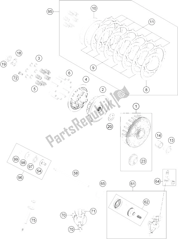 All parts for the Clutch of the KTM Freeride 250 R USA 2016