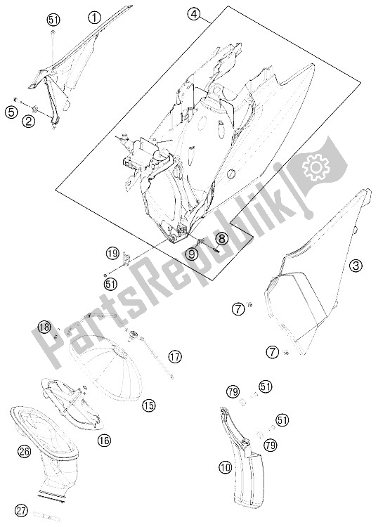 All parts for the Air Filter of the KTM 125 SX Europe 2011