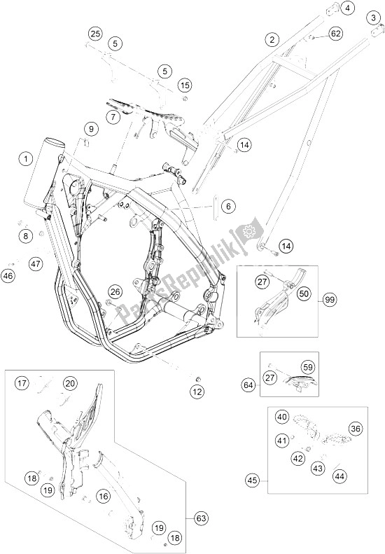 Todas as partes de Quadro, Armação do KTM 450 SX F USA 2015