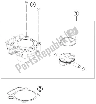 All parts for the Cylinder of the KTM 250 EXC F Europe 2015