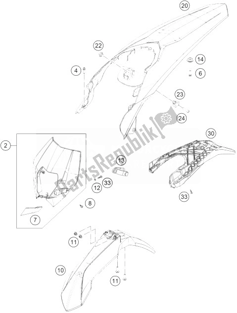 All parts for the Mask, Fender of the KTM 250 XC W USA 2014