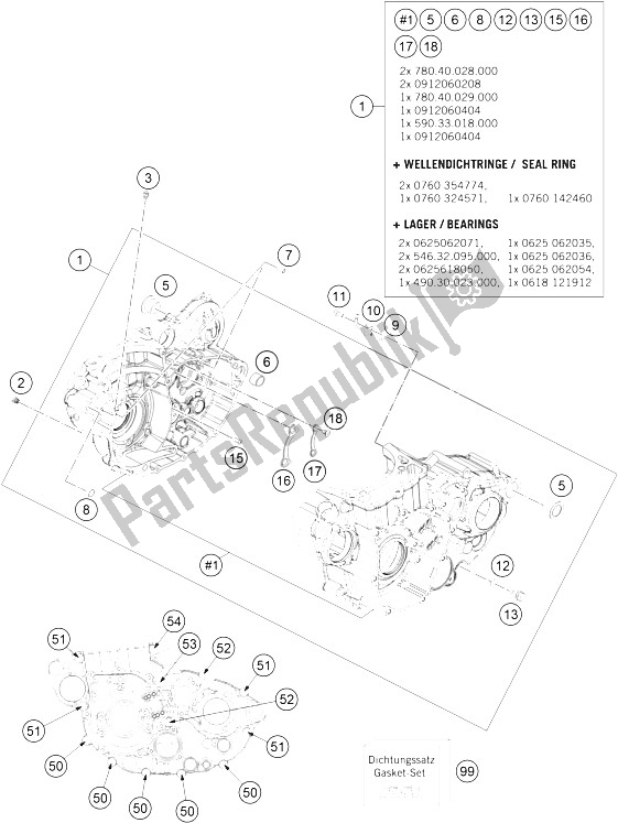 Toutes les pièces pour le Carter Moteur du KTM 450 EXC SIX Days Europe 2015