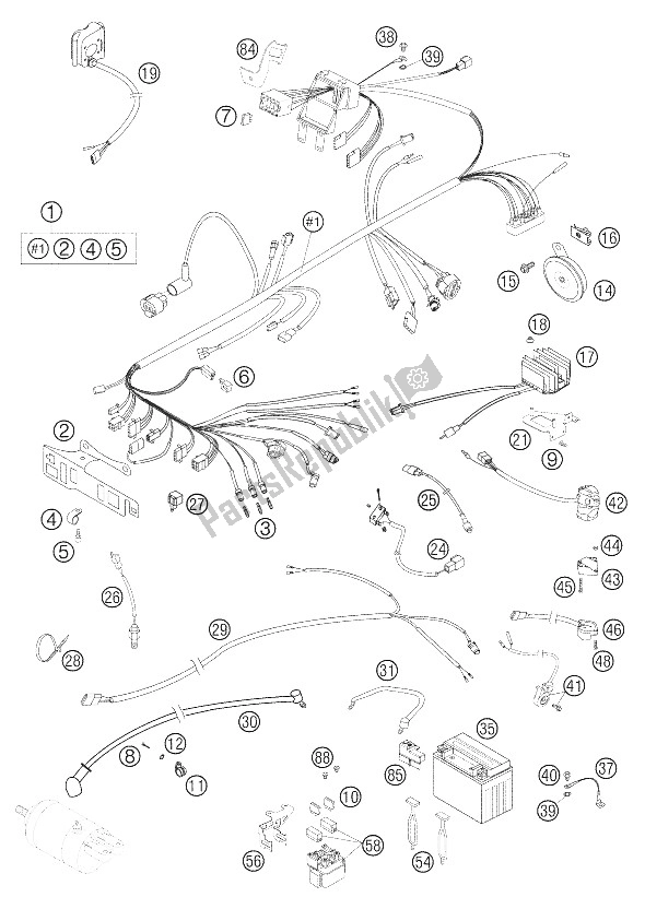 All parts for the Wiring Harness of the KTM 625 SMC Australia United Kingdom 2006