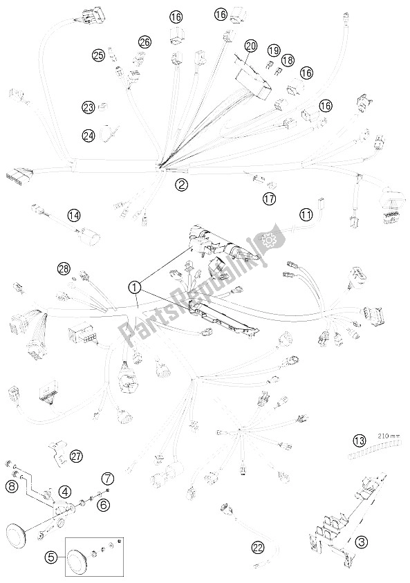 All parts for the Wiring Harness of the KTM 1190 RC8 R Black USA 2012