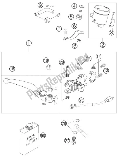 All parts for the Hand Brake Cylinder of the KTM 950 Supermoto R Europe 2007