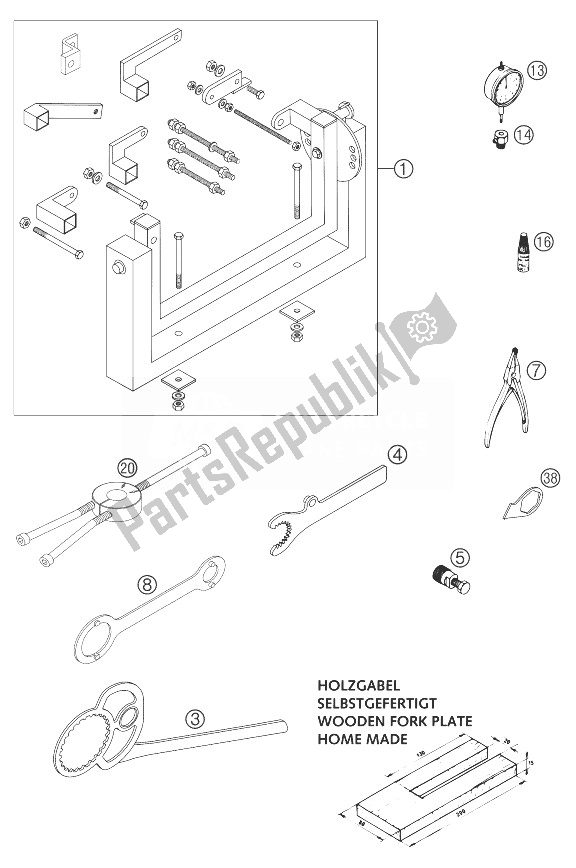 Alle onderdelen voor de Speciaal Gereedschap 125/200 van de KTM 125 EXC United Kingdom 2004