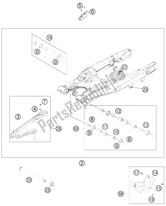 Todas las partes para Brazo Oscilante de KTM 200 XC W USA 2012