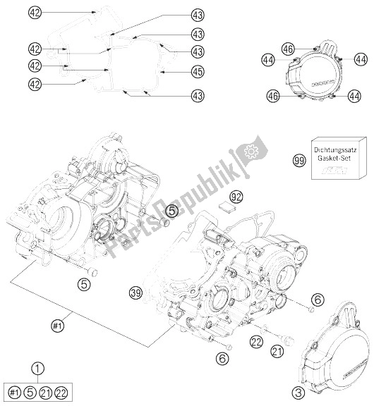 Tutte le parti per il Cassa Del Motore del KTM 125 EXC Europe 2013