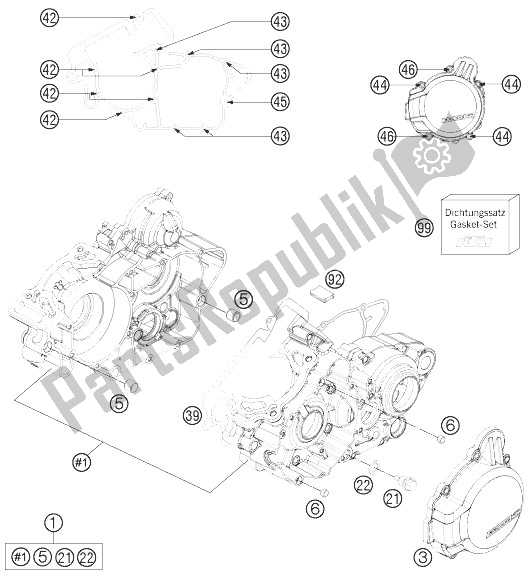 Tutte le parti per il Cassa Del Motore del KTM 125 EXC SIX Days Europe 2014