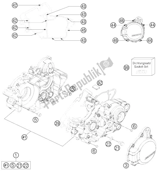 All parts for the Engine Case of the KTM 150 XC USA 2014