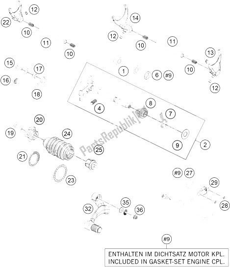 All parts for the Shifting Mechanism of the KTM 1050 Adventure ABS Europe 2016