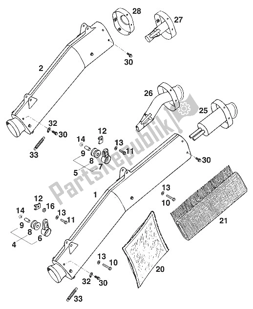 All parts for the Silencer Sx,sc '96 of the KTM 620 Super Comp 4T Europe 1996