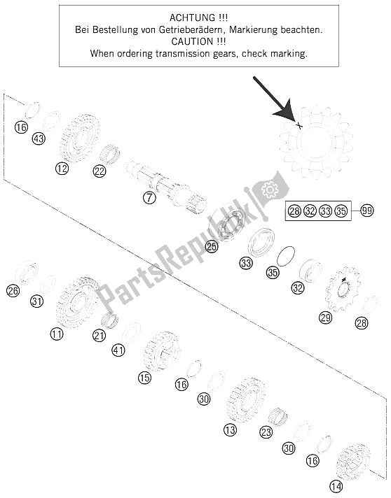 All parts for the Transmission Ii - Countershaft of the KTM 250 SX Europe 2015