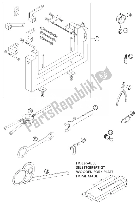 Alle onderdelen voor de Speciaal Gereedschap 125/200 2001 van de KTM 125 SX Europe 2003