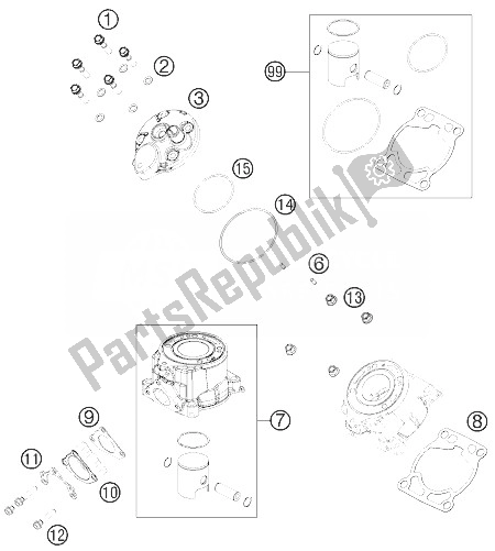 All parts for the Cylinder, Cylinderhead of the KTM 50 SX Mini Europe 2014