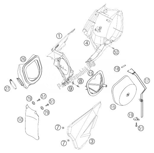 Todas las partes para Caja De Filtro De Aire 250 Sx de KTM 250 SX Europe 2003