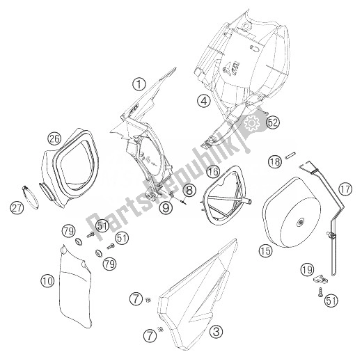 Tutte le parti per il Scatola Filtro Aria 250 Sx del KTM 250 SXS Europe 2003