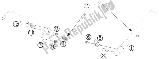 All parts for the Side / Center Stand of the KTM 690 Duke Black ABS CKD Malaysia 2013