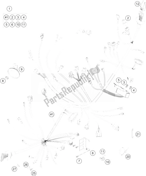 All parts for the Wiring Harness of the KTM 690 Supermoto Black Europe 2007