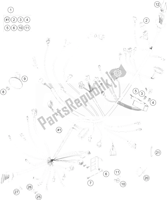 All parts for the Wiring Harness of the KTM 690 Supermoto Prestige Europe 2007
