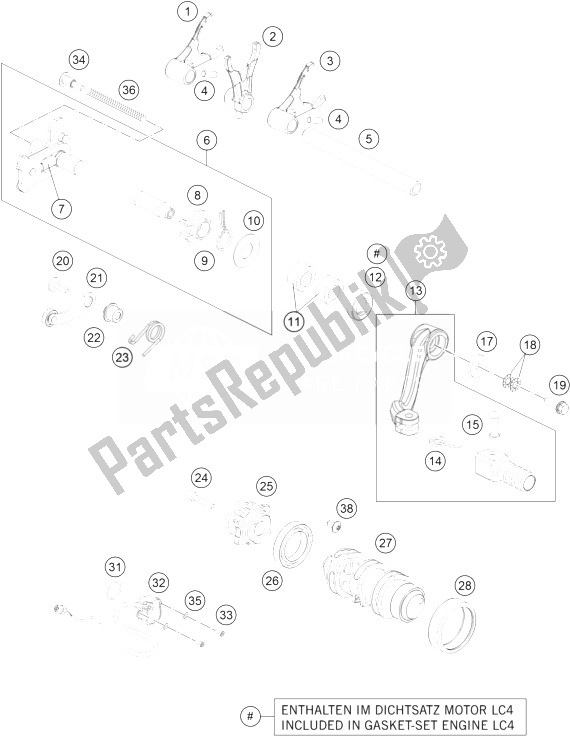 All parts for the Shifting Mechanism of the KTM 690 Enduro R ABS Australia 2014