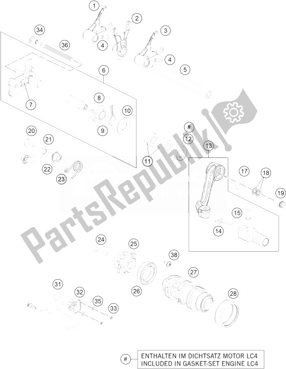 Todas as partes de Mecanismo De Mudança do KTM 690 Enduro R ABS Europe 2014