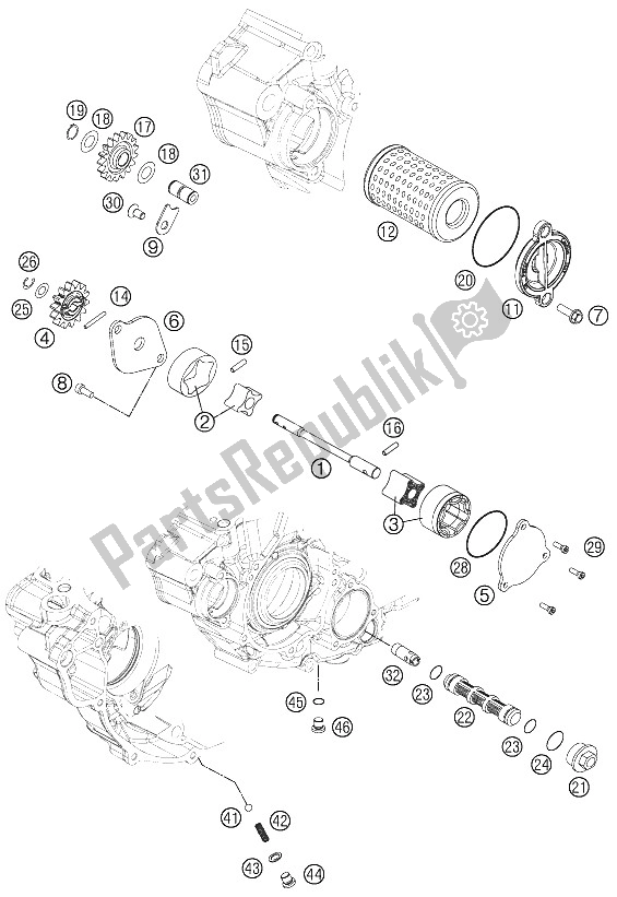 Todas las partes para Sistema De Lubricación de KTM 350 SX F Cairoli Replica 11 Europe 2011