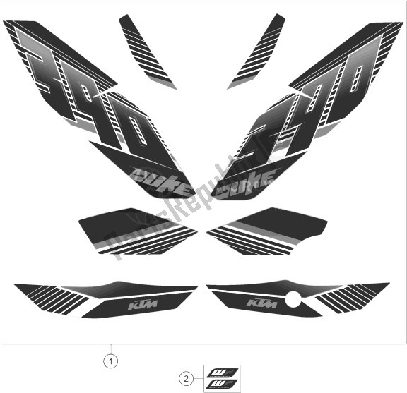 Todas las partes para Etiqueta de KTM 390 Duke Black ABS CKD Argentina 2014