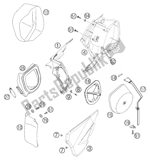 Toutes les pièces pour le Boite A Filtre A Air 450 Sx Racing du KTM 540 SXS Racing Europe 2003