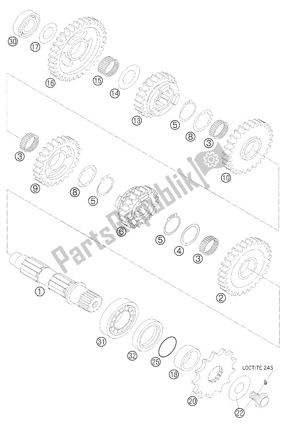 Tutte le parti per il Cambio Ii 6-gang 400-525 Ecc del KTM 450 EXC G Racing USA 2005