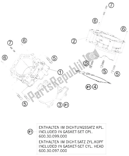 All parts for the Cylinder of the KTM 950 Super Enduro R Europe 2008