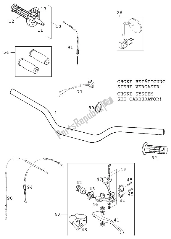 All parts for the Handle Bar - Controls 660 Rallye 20 of the KTM 660 Rallye Europe 2000