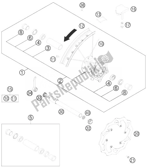 All parts for the Front Wheel of the KTM 250 EXC F SIX Days Europe 2013