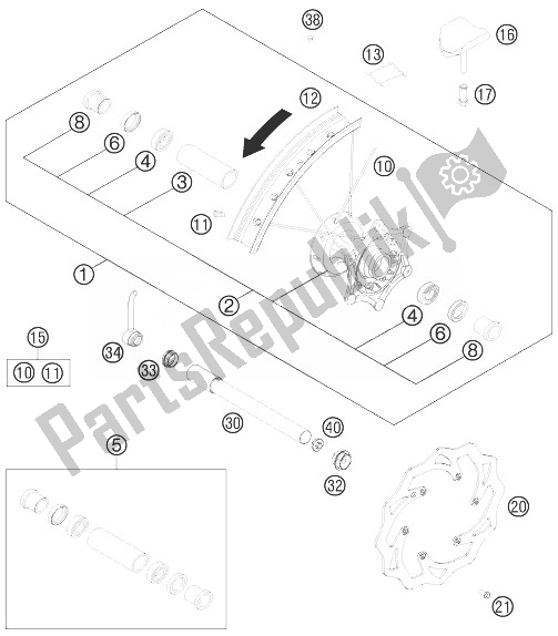 All parts for the Front Wheel of the KTM 450 EXC SIX Days Europe 2014