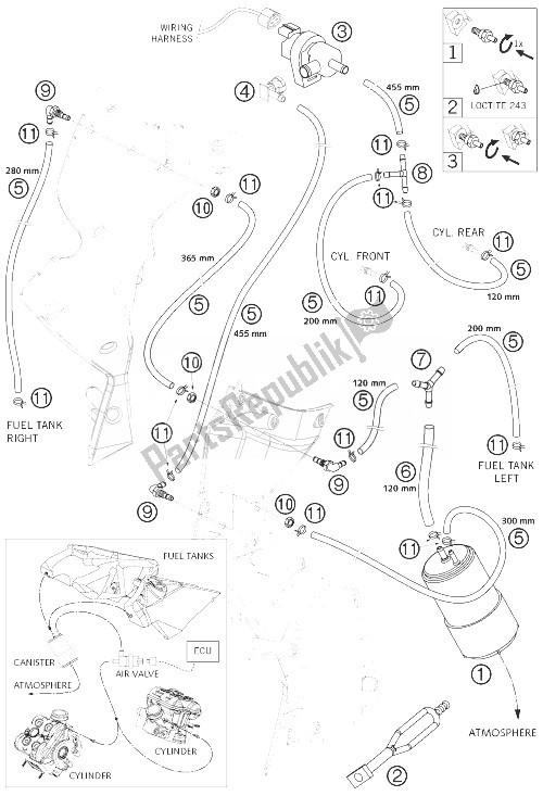 Toutes les pièces pour le Cartouche évaporative du KTM 990 Adventure S USA 2007