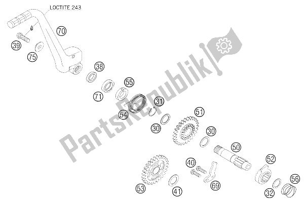 All parts for the Kick Starter of the KTM 125 SX Tyla Rattray Europe 2005