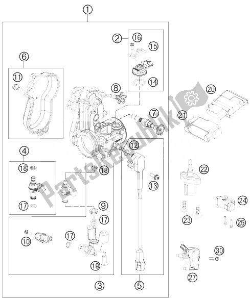 Alle onderdelen voor de Gasklephuis van de KTM 250 SX F USA 2014