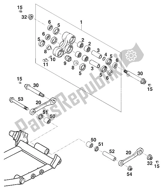 All parts for the Pro Lever Rocker Arm Duke '95 of the KTM 400 Duke 20 KW Europe 1995