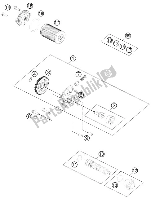 Todas las partes para Sistema De Lubricación de KTM 200 Duke WH W O ABS CKD 16 Argentina 2016