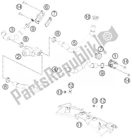 All parts for the Secondary Air System Sas of the KTM 1190 RC8 R White Europe 2013