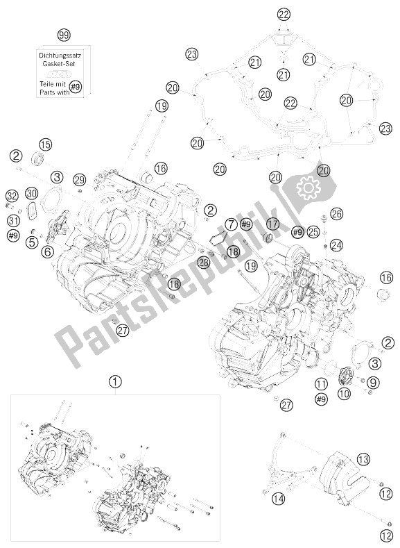 Todas las partes para Caja Del Motor de KTM 1190 RC8 Orange USA 2010