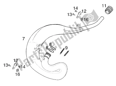 Tutte le parti per il Silenziatore 125-200 '2000 del KTM 125 EXE 100 Europe 2000