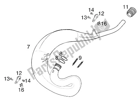 Tutte le parti per il Silenziatore 125-200 '2000 del KTM 125 EXE 100 Europe 2001