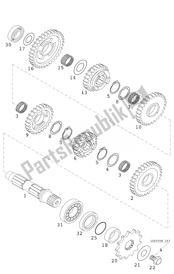 Tutte le parti per il Cambio Ii 400/520 Racing 200 del KTM 400 EXC E Racing Europe 1999